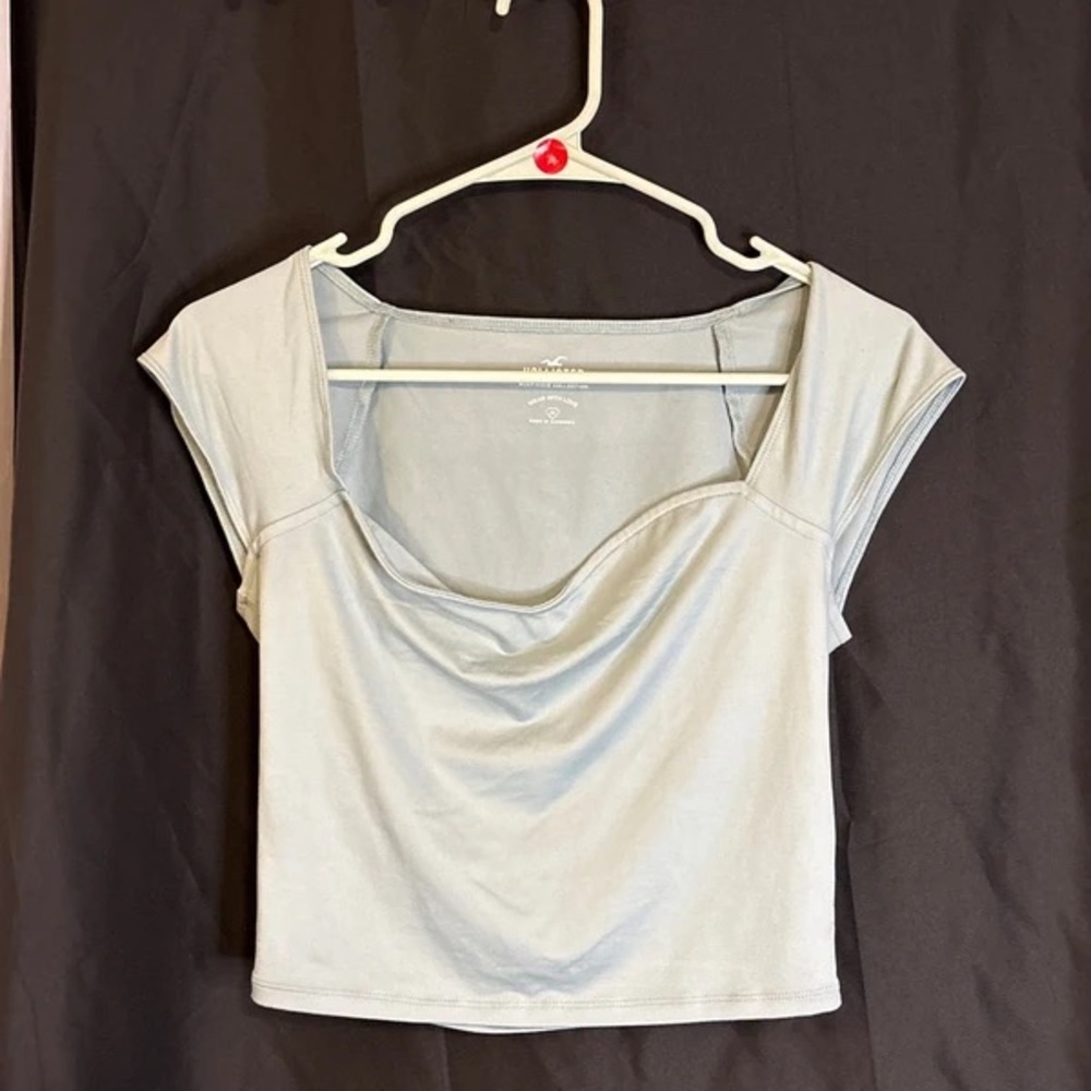 Hollister Light Blue Draped Cowl Crop Top